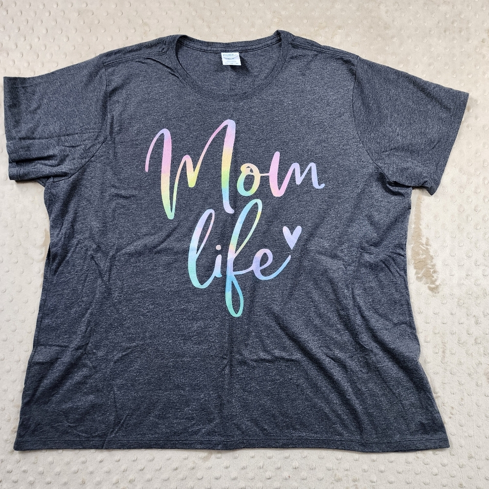 Mom Life Plus Womens Crew Tee Soft Plus 3XL Ladies Grey Pastel